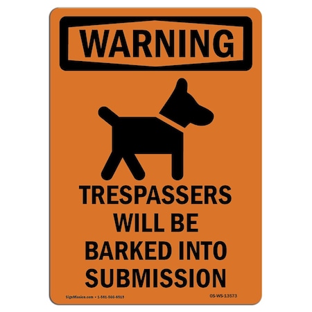 Signmission Safety Sign, OSHA WARNING, 5" Height, Trespassers Will Be, Portrait, 10PK OS-WS-D-35-V-13573-10PK